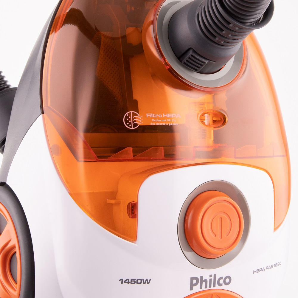 Aspirador de Pó Philco com Filtro HEPA Branco e Laranja PAS1690 – 220 Volts - Image 7