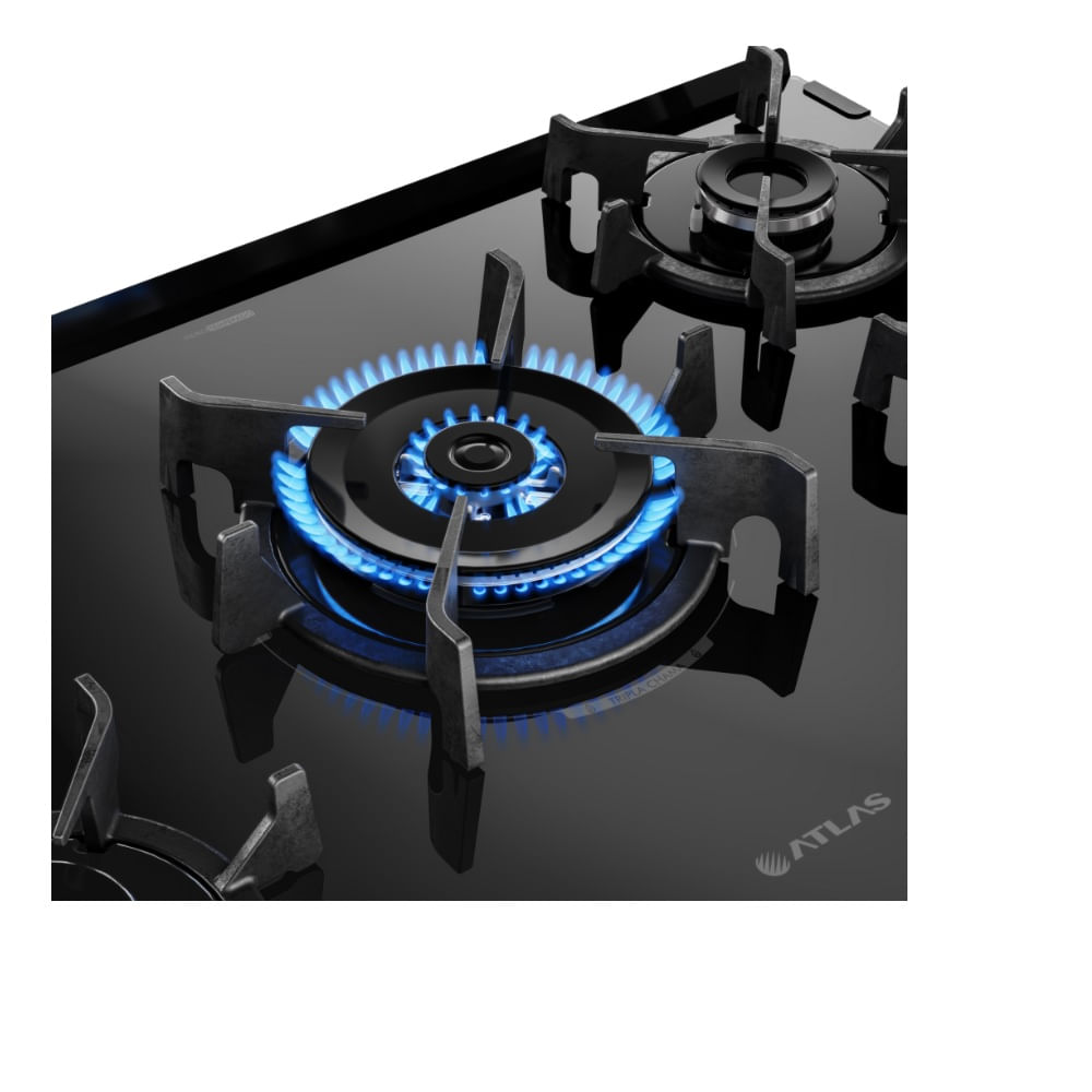 Fogão de Piso Atlas 5 Bocas com Mesa de Vidro Agile Up Glass Preto – Bivolt - Image 4