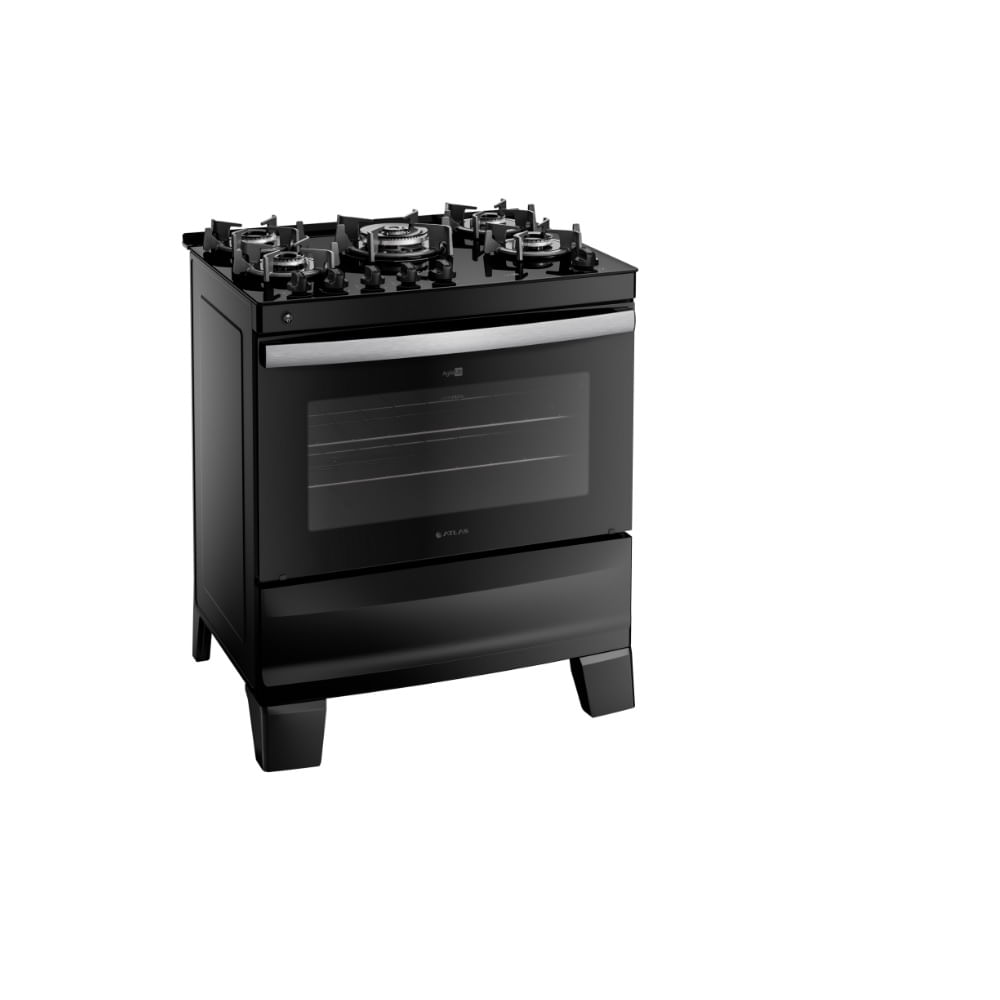 Fogão de Piso Atlas 5 Bocas com Mesa de Vidro Agile Up Glass Preto – Bivolt - Image 2