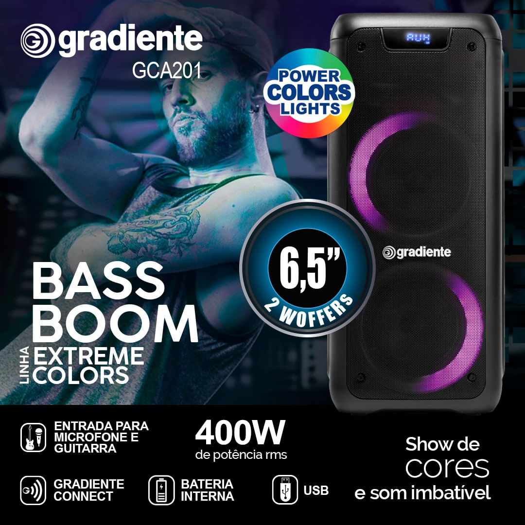 Caixa de Som Gradiente 400W Woofer 6,5" Preta GCA201 – Bivolt - Image 8