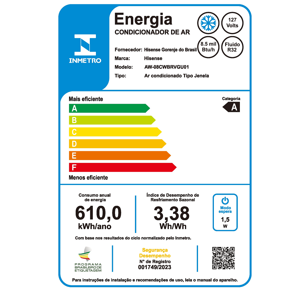 Ar Condicionado Janela Hisense 8500 BTU/h Frio Eletrônico AW08CWBRVGU01– 127 Volts - Image 20