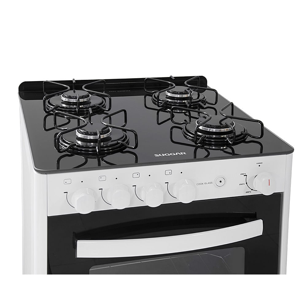 Fogão de Piso Suggar 4 Bocas Cook Glass Branco – Bivolt - Image 6