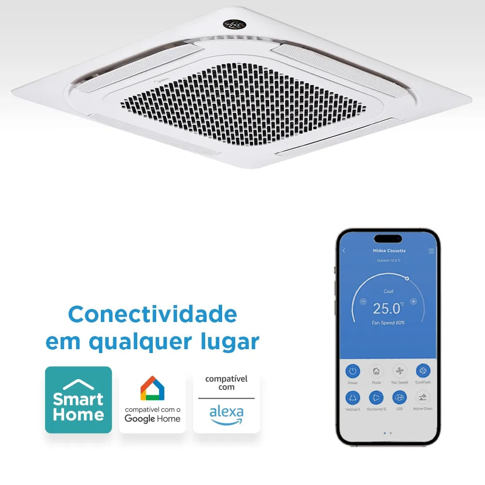 Ar Condicionado Split Cassete Inverter Midea 24000 BTU/h Frio Monofásico 38TVCD24515MM – 220 Volts - Image 6