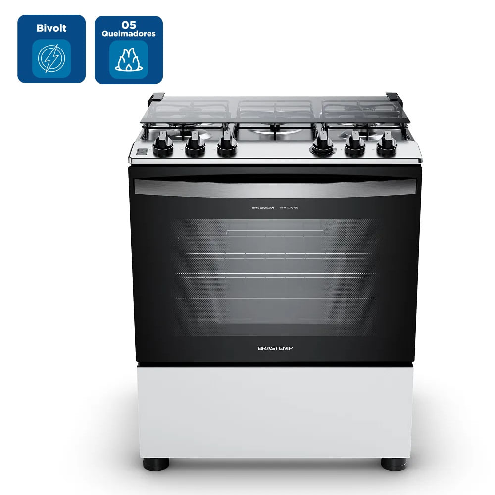 Fogão de Piso Brastemp 5 Bocas Com Botões Removíveis e Aro Protetor Branco BFS5NDB – Bivolt - Image 2