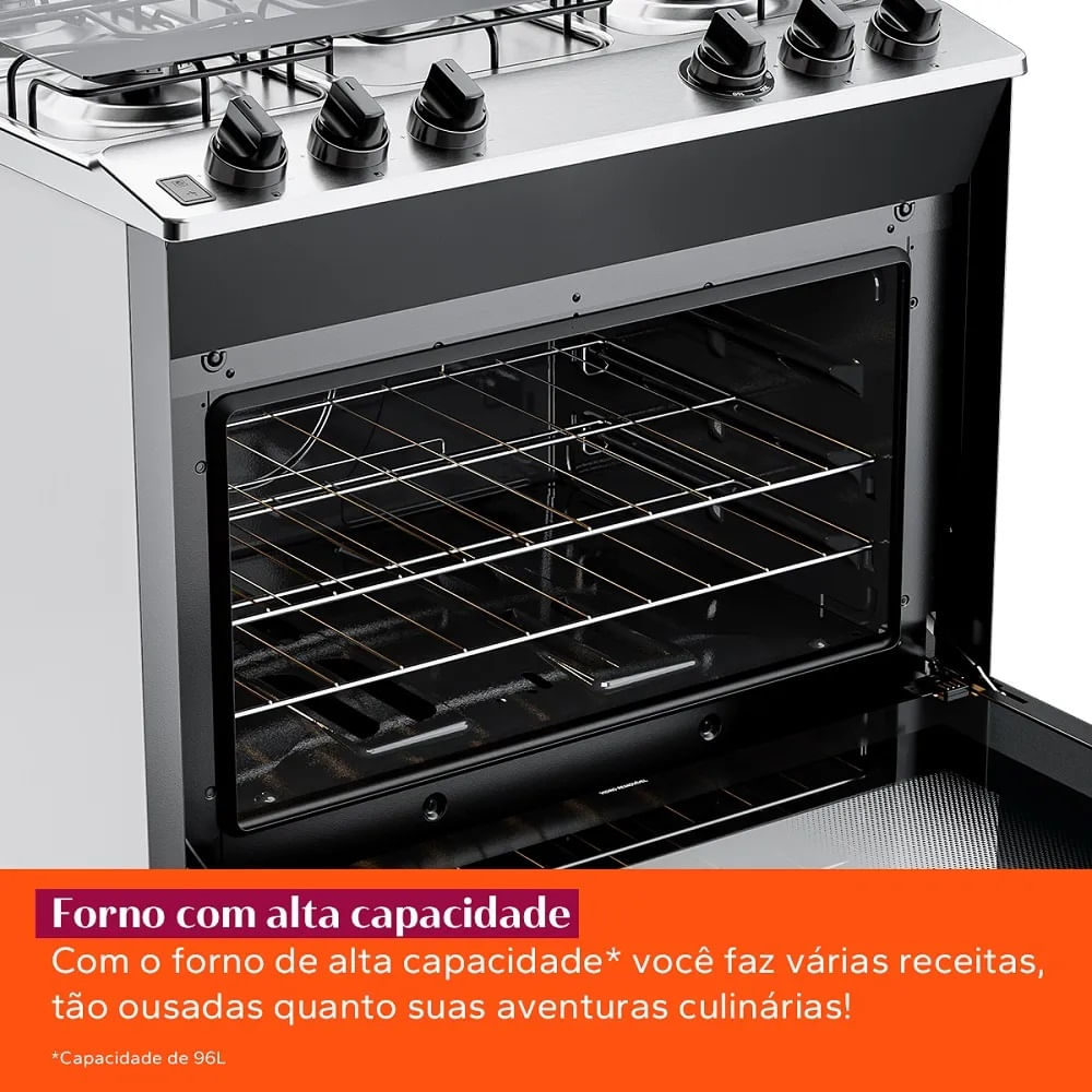 Fogão de Piso Brastemp 5 Bocas Com Botões Removíveis e Aro Protetor Branco BFS5NDB – Bivolt - Image 5