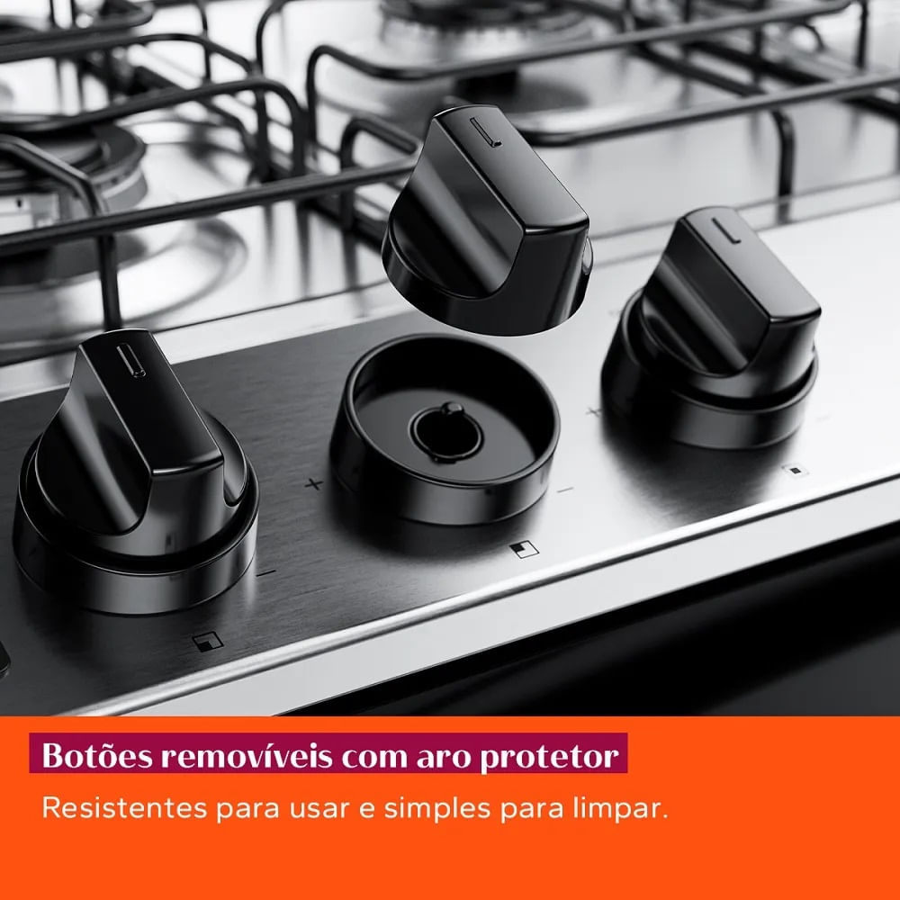 Fogão de Piso Brastemp 5 Bocas Com Botões Removíveis e Aro Protetor Branco BFS5NDB – Bivolt - Image 6