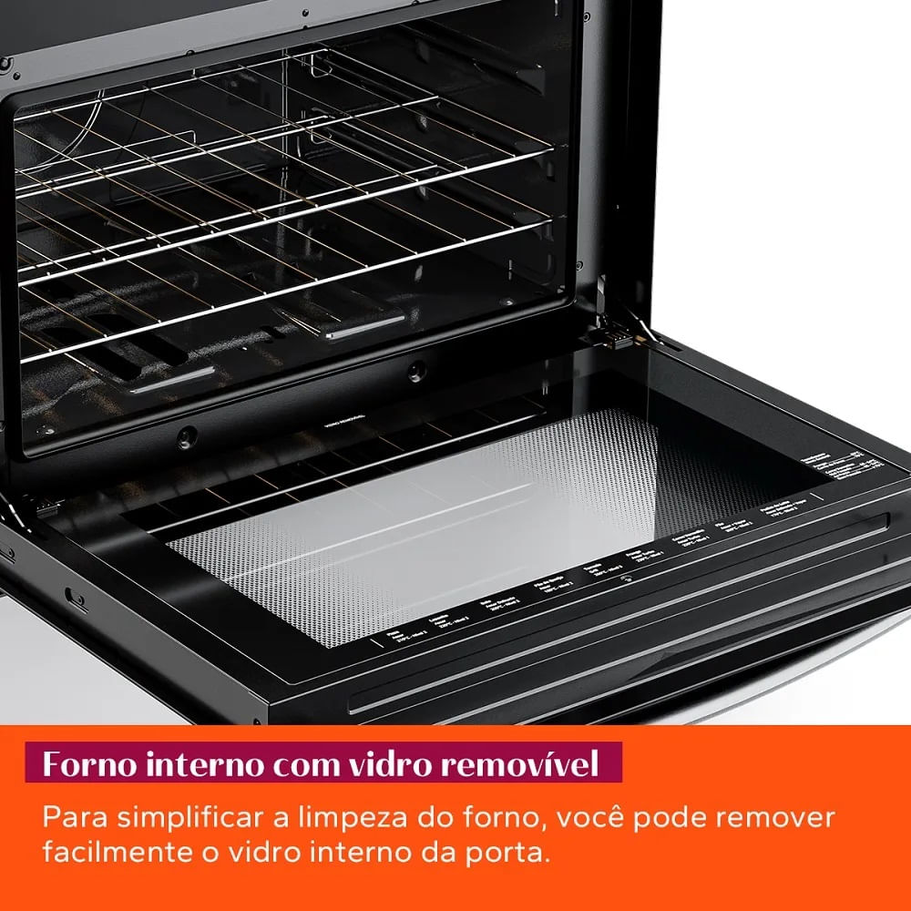 Fogão de Piso Brastemp 5 Bocas Com Botões Removíveis e Aro Protetor Branco BFS5NDB – Bivolt - Image 7