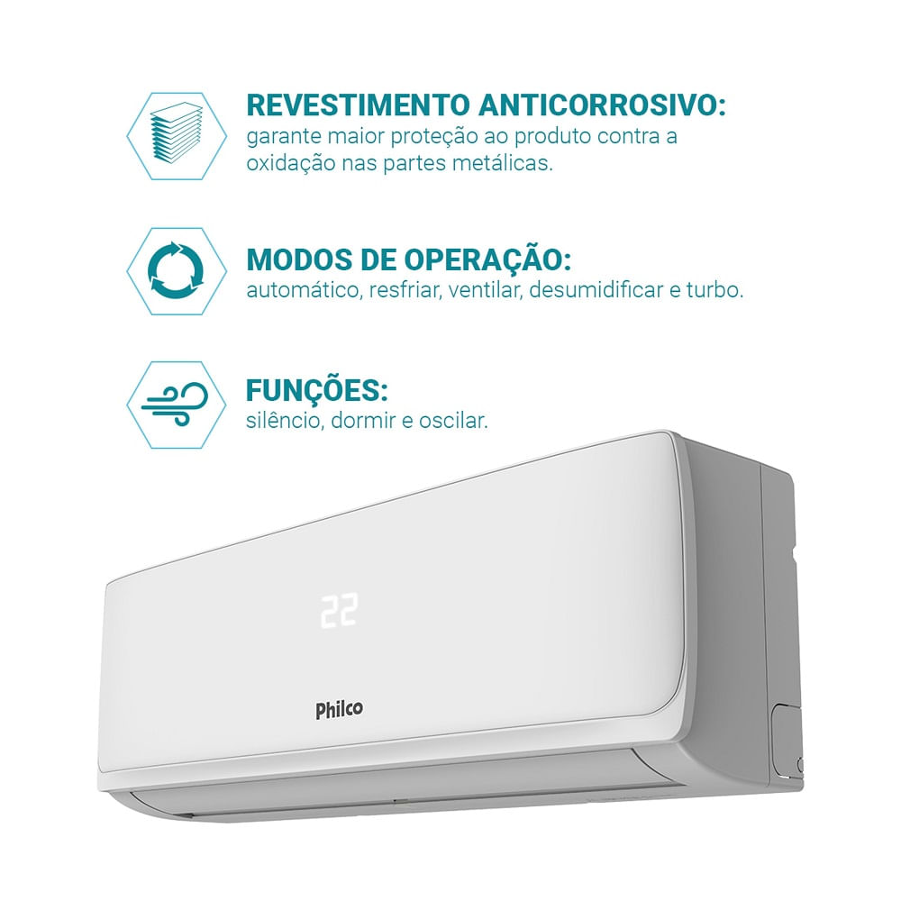 Ar Condicionado Split Hi Wall Philco 24000 BTU/h Frio PAC24FI – 220 Volts - Image 9