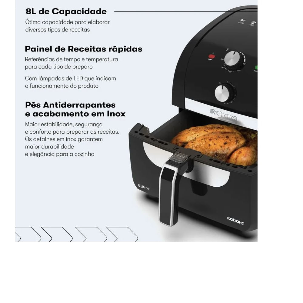 Fritadeira Air Fryer Itatiaia 8 Litros Preta AFITA1003 – 127 Volts - Image 10