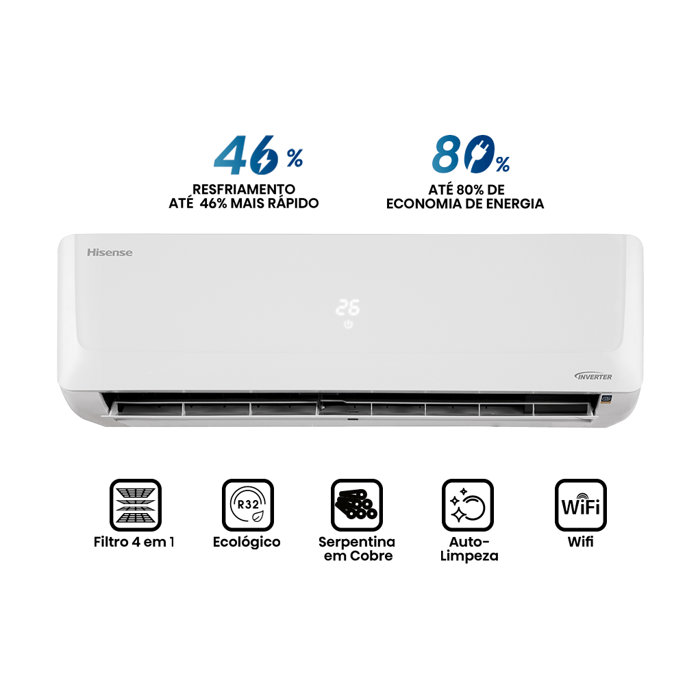 Ar Condicionado Split Hi Wall Inverter Hisense Wi-Fi 9000 BTU/h Quente e Frio AS-09UW2RLD00C – 220 Volts - Image 3