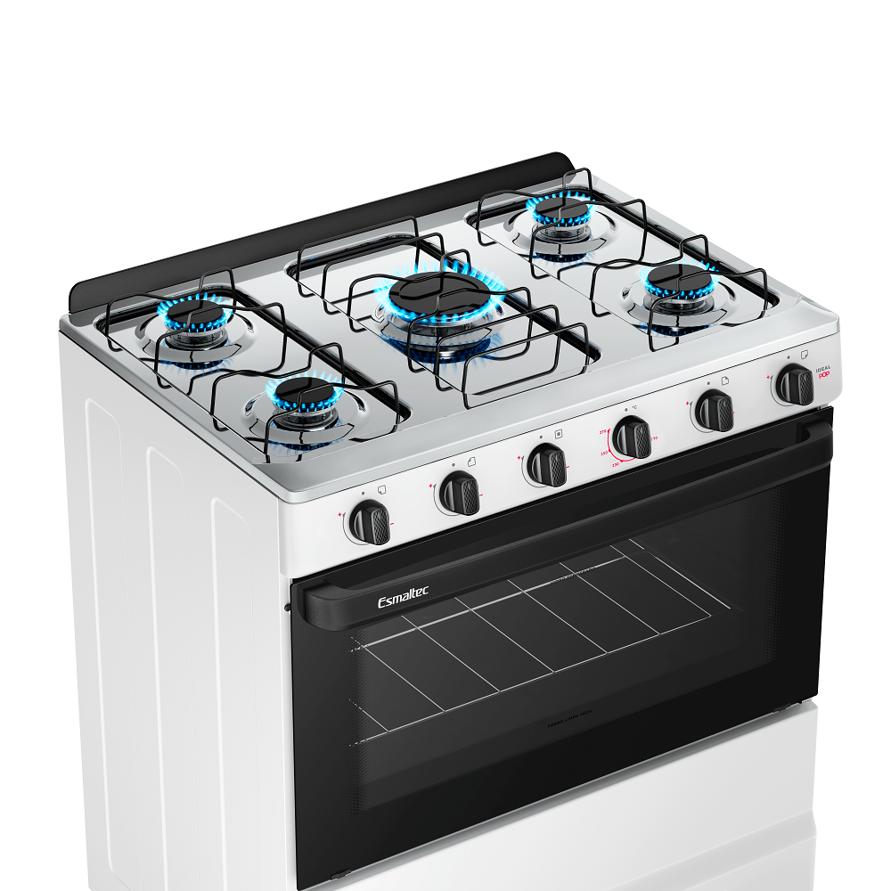 Fogão de Piso Esmaltec 5 Bocas com Acendimento Manual Branco Ideal Pop - Image 5
