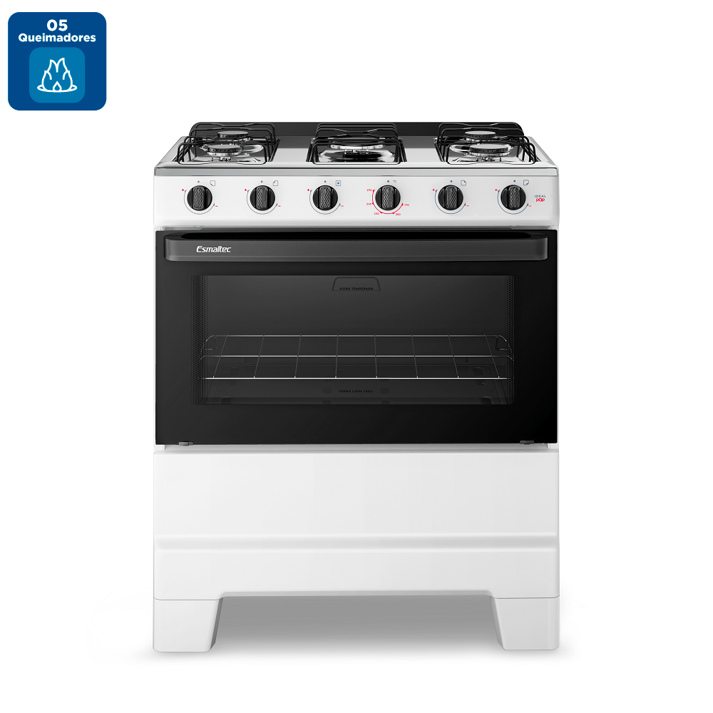 Fogão de Piso Esmaltec 5 Bocas com Acendimento Manual Branco Ideal Pop - Image 2