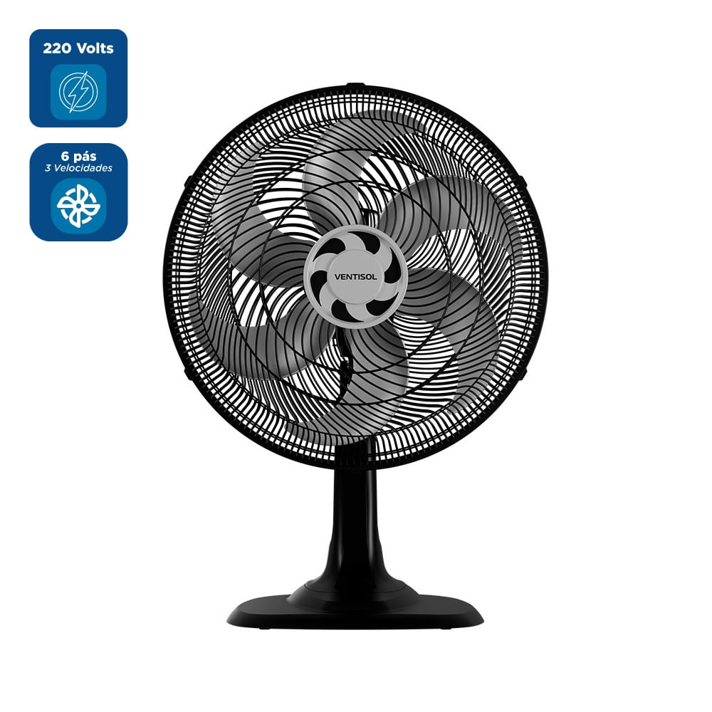 Ventilador de Mesa Ventisol 40cm Turbo 6 Pás Preto VOM40 - 220 Volts - Image 2