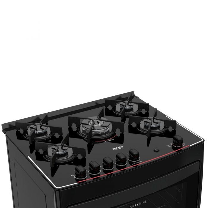 Fogão de Piso Dako 5 Bocas Supreme Glass com Mesa de Vidro e Tripla Chama Preto – Bivolt - Image 3