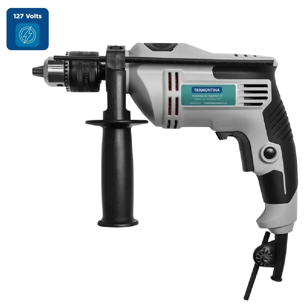 Furadeira de Impacto Tramontina 1/2" Auxiliar Velocidade Variável e Sistema de Reversão Branca – 127 Volts - Image 2