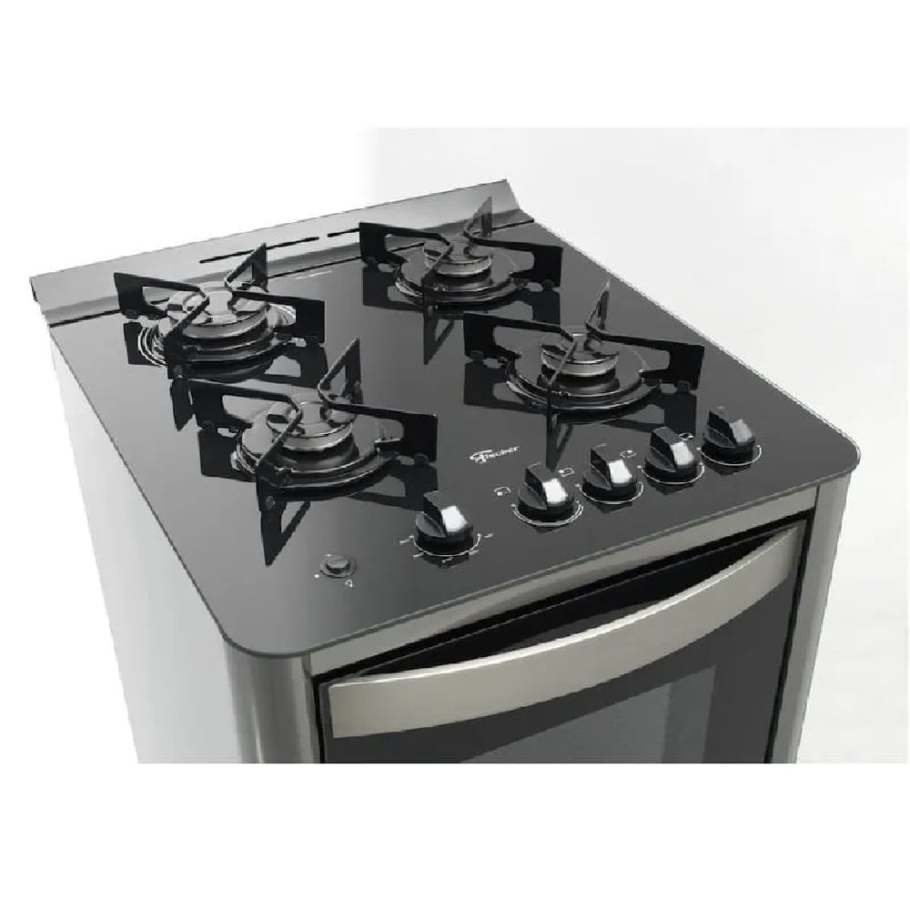 Fogão de Piso Fischer 4 Bocas Gran Cheff com Mesa de Vidro Silver - Bivolt - Image 4