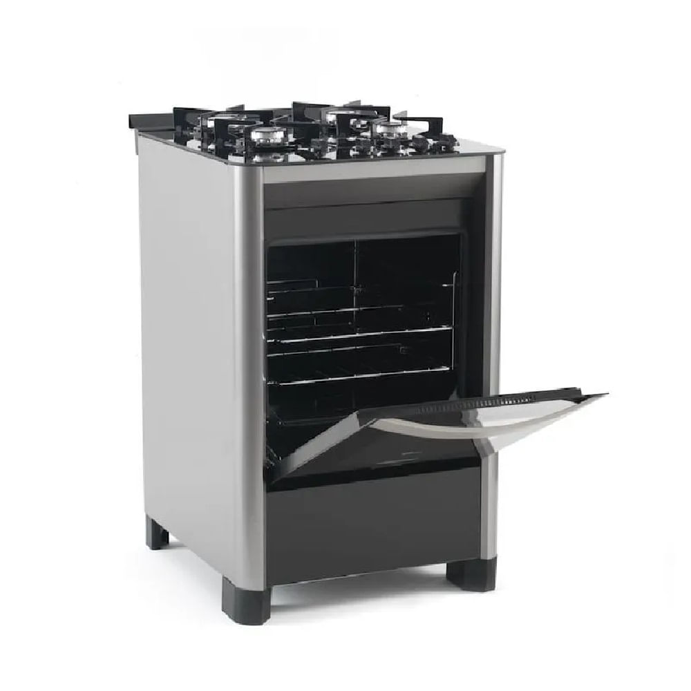 Fogão de Piso Fischer 4 Bocas Gran Cheff com Mesa de Vidro Silver - Bivolt - Image 3