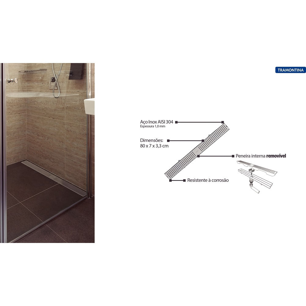 Ralo Slim Tramontina 80x7 cm em Aço Inox - Image 3