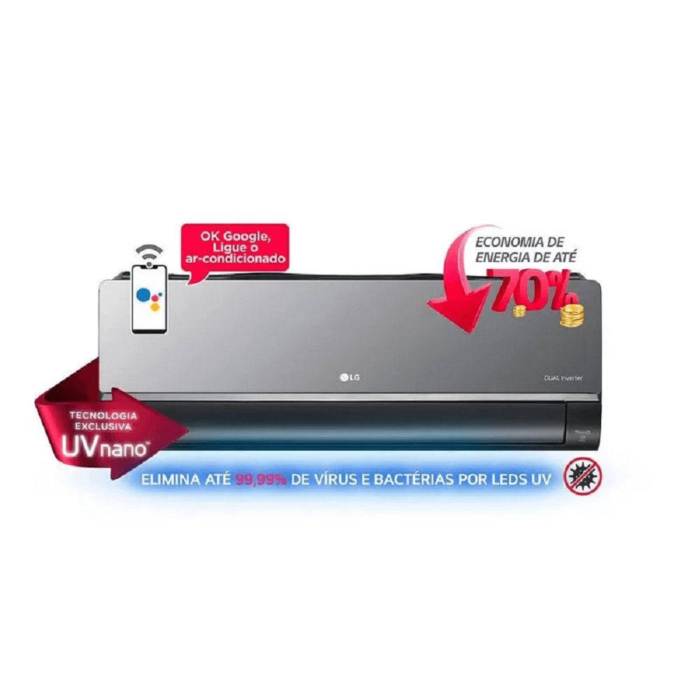 Ar Condicionado Split Hi Wall Inverter LG Dual Voice Artcool UVnano 18000 BTU/h Quente e Frio S4NW18KLRXC.EB2GAMZ - 220 Volts - Image 3
