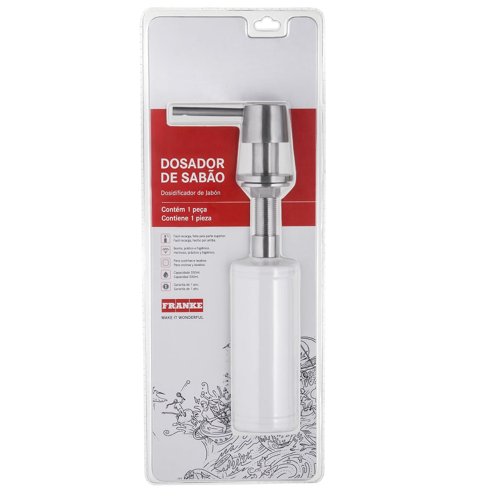 Dosador de Sabão de Sobrepor Franke 330ml Redondo em Aço Escovado - Image 2