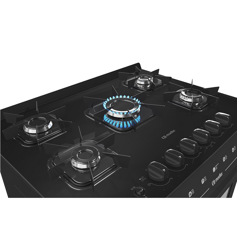 Fogão De Piso Mueller 5 Bocas Mesa De Vidro Preto MFV5BB - Bivolt - Image 6