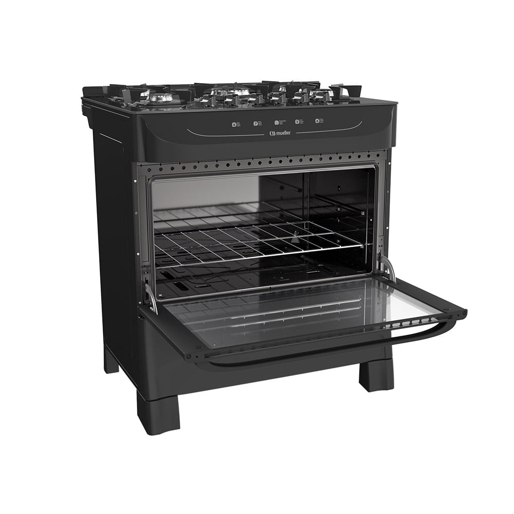 Fogão De Piso Mueller 5 Bocas Mesa De Vidro Preto MFV5BB - Bivolt - Image 4