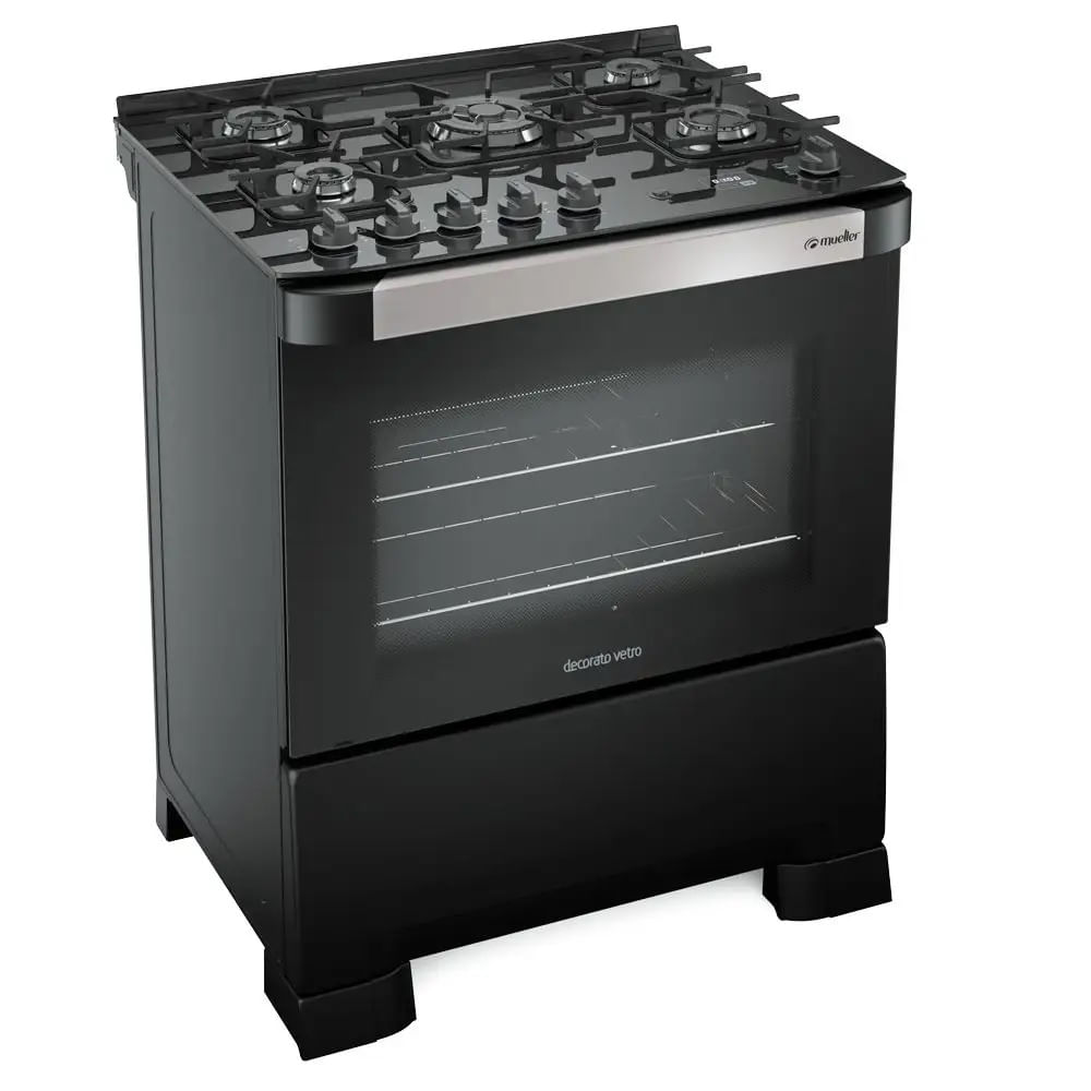 Fogão De Piso Mueller 5 Bocas Decorato Vetro Preto Fosco - Bivolt - Image 2