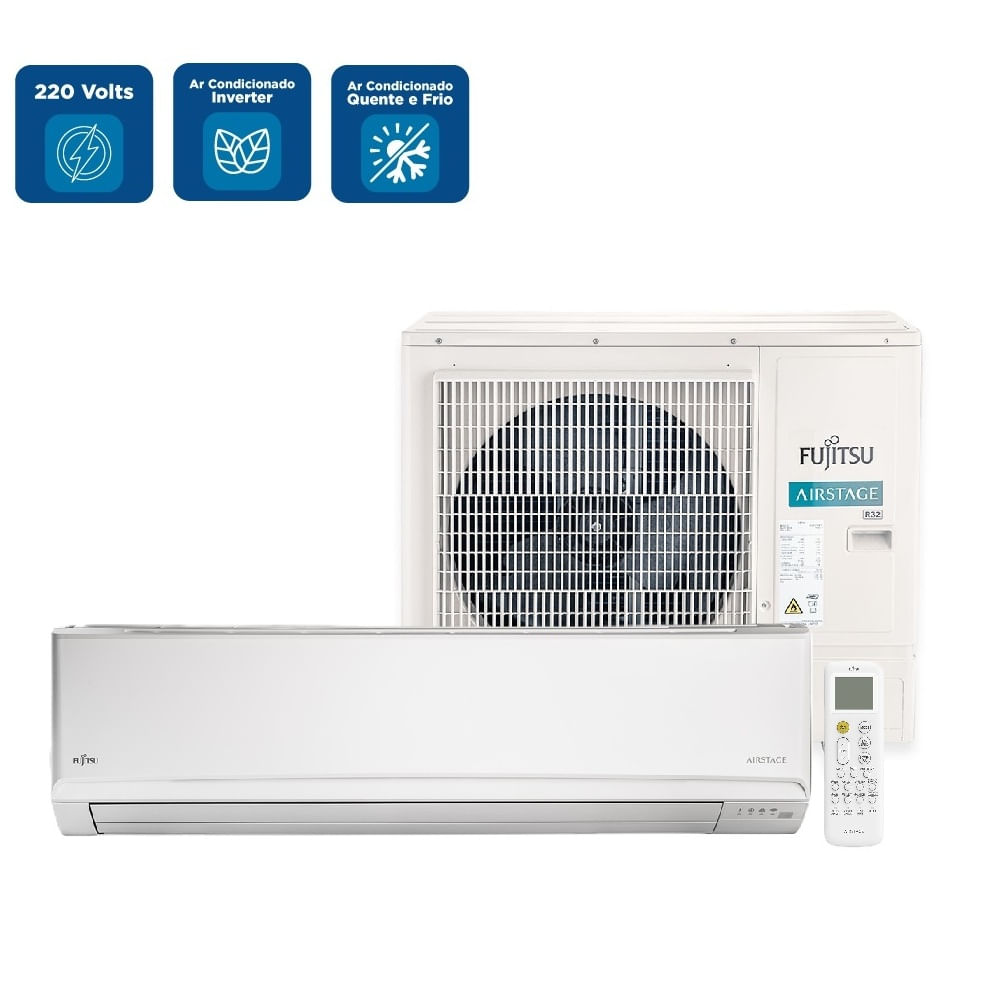 Ar Condicionado Split Hi Wall Inverter Fujitsu Airstage Premium 27000 BTU/h Quente e Frio ASBH27KMTA - 220 Volts - Image 2
