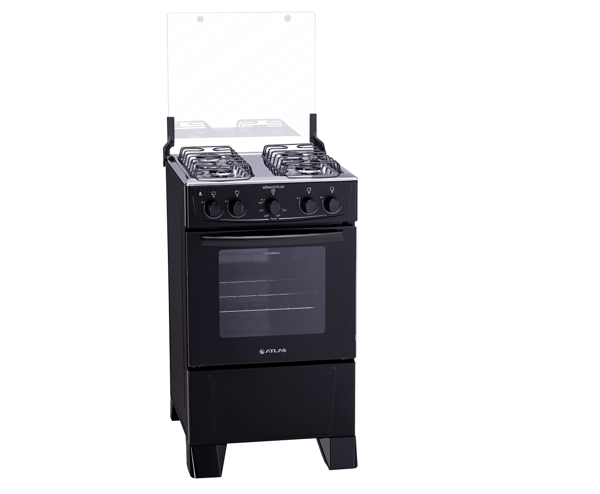 Fogão De Piso Atlas Monaco Plus 4 Bocas Preto - Bivolt - Image 4