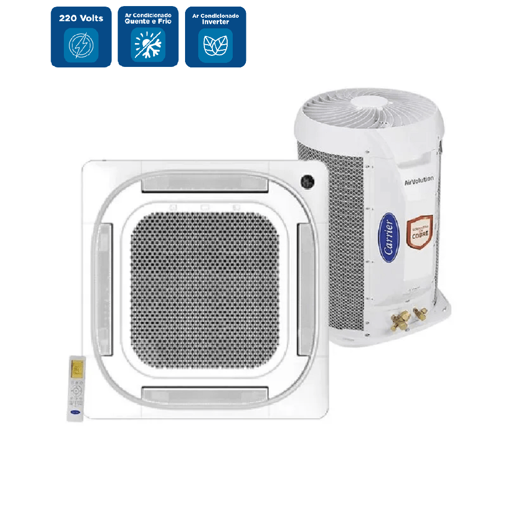 Ar Condicionado Split Cassete 4 Vias Inverter Carrier 23000 BTU/h Quente e Frio Monofásico 40KVQA22C5 - 220 Volts - Image 2