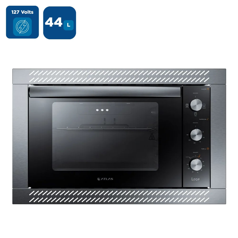 Forno Elétrico de Embutir Atlas 44 Litros U Top Com Grill e Timer Preto – 127 Volts - Image 2