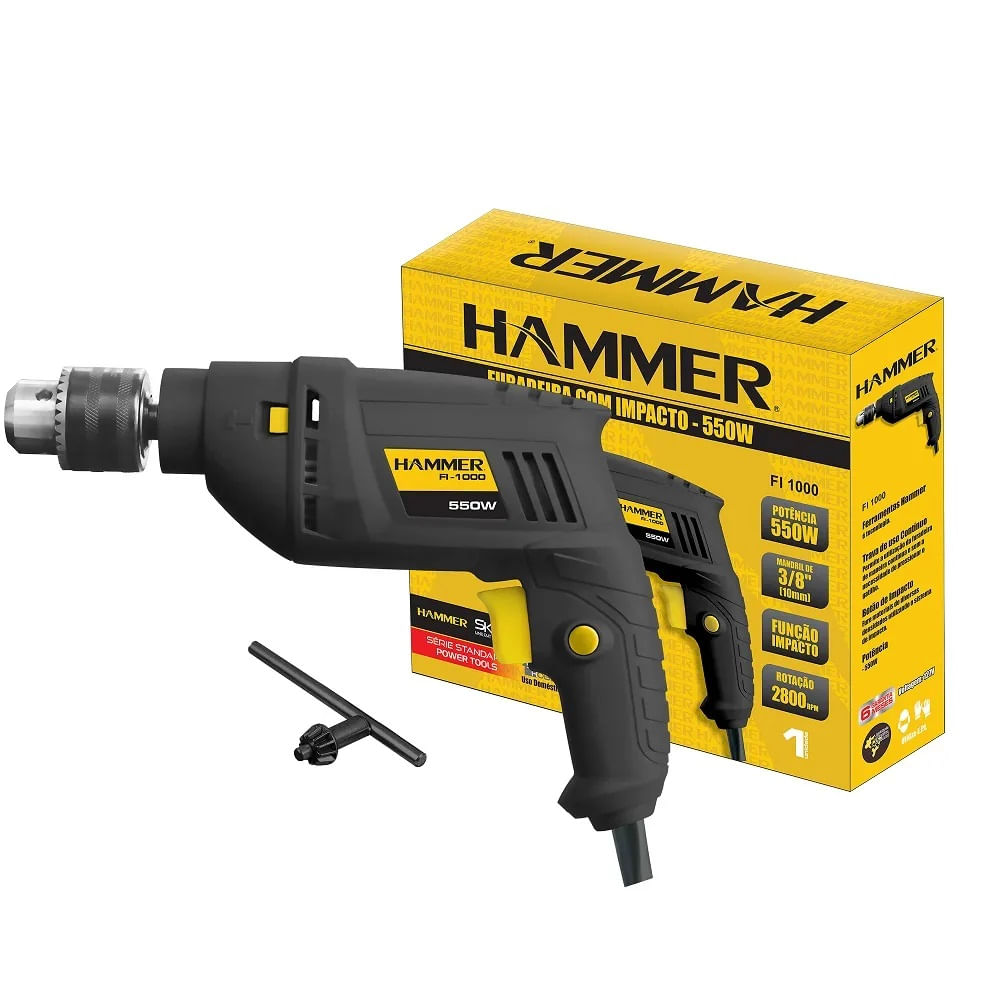 Furadeira Elétrica de Impacto Hammer 550W Preta FI-1000 – 127 Volts - Image 5