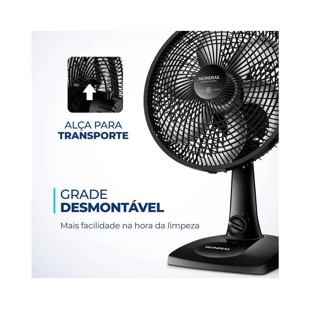 Ventilador de Mesa Mondial Super Power 30cm Preto VSP-30-B – 220 Volts - Image 6