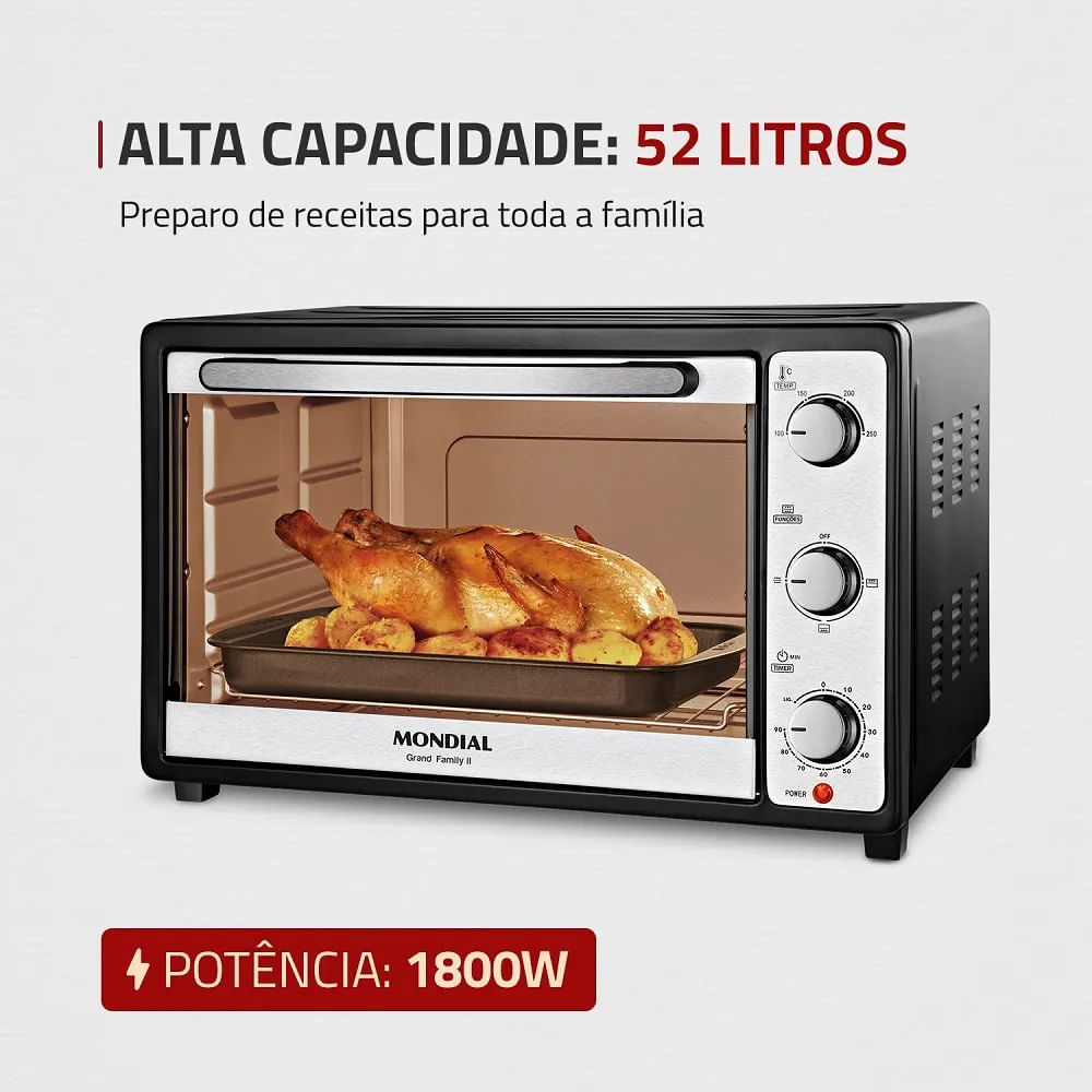 Forno Mondial 52 Litros Grand Family II Preto FR52 – 220 Volts - Image 5