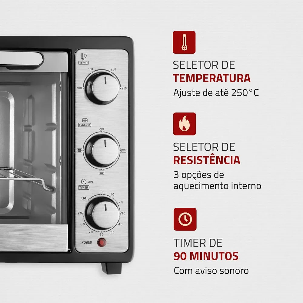 Forno Mondial 52 Litros Grand Family II Preto FR52 – 220 Volts - Image 4