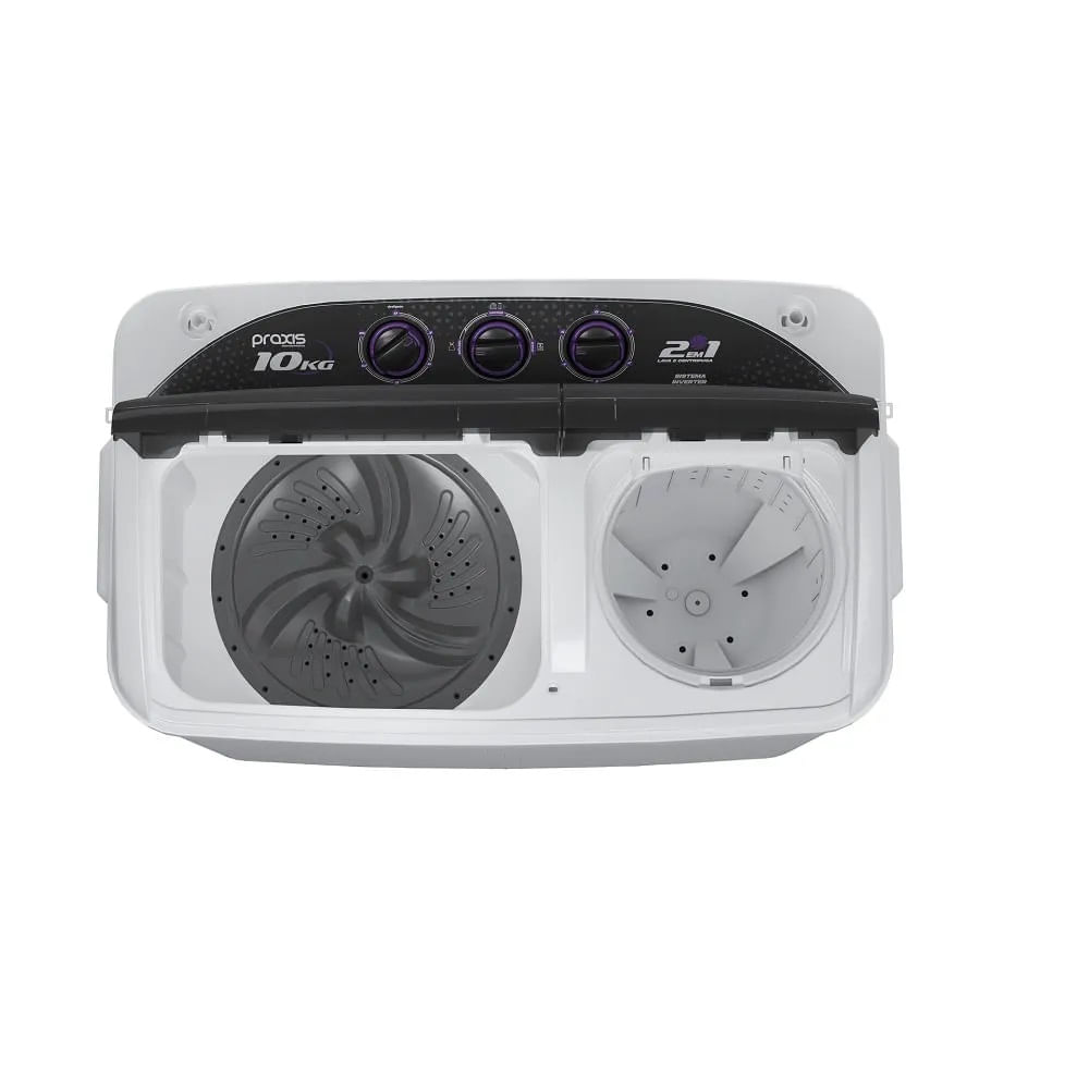 Lavadora de Roupas Praxis 10Kg Semi Automática Twin Tub Branca – 127 Volts - Image 3