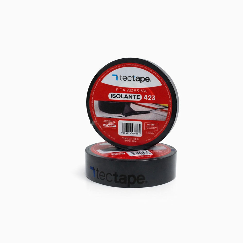 Fita Adesiva Isolante Tectape PVC 18mmX20m 423 Preta - Image 2