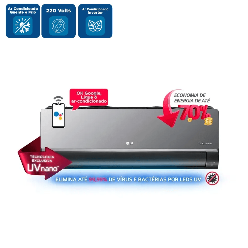 Ar Condicionado Split Hi Wall Inverter LG Artcool 18000 BTU/h Quente e Frio S4UW18KLRXC.EB2GAM1 – 220 Volts - Image 2