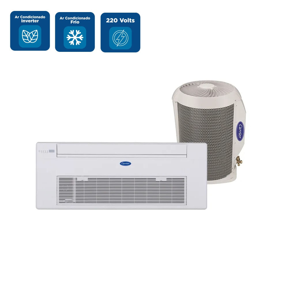 Ar Condicionado Split Cassete Carrier Inverter 18000 BTU/h Frio Monofásico 40KVQOD18C5 – 220 Volts - Image 2