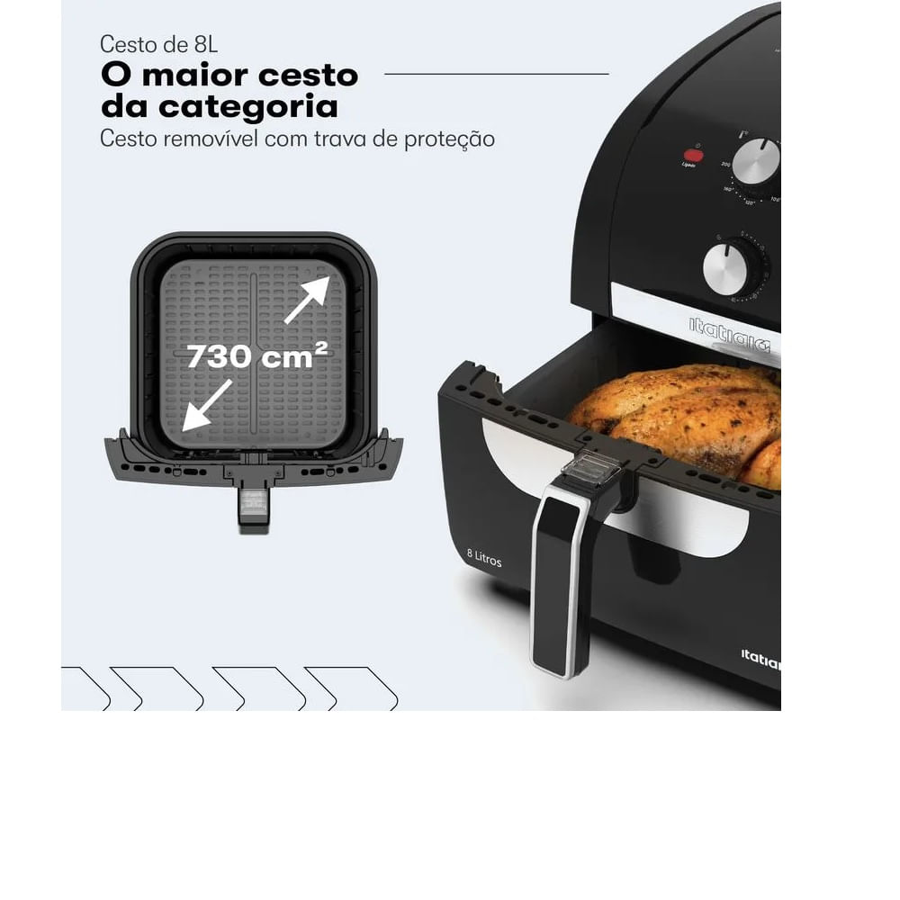 Fritadeira Air Fryer Itatiaia 8 Litros Preta AFITA1003 – 127 Volts - Image 5