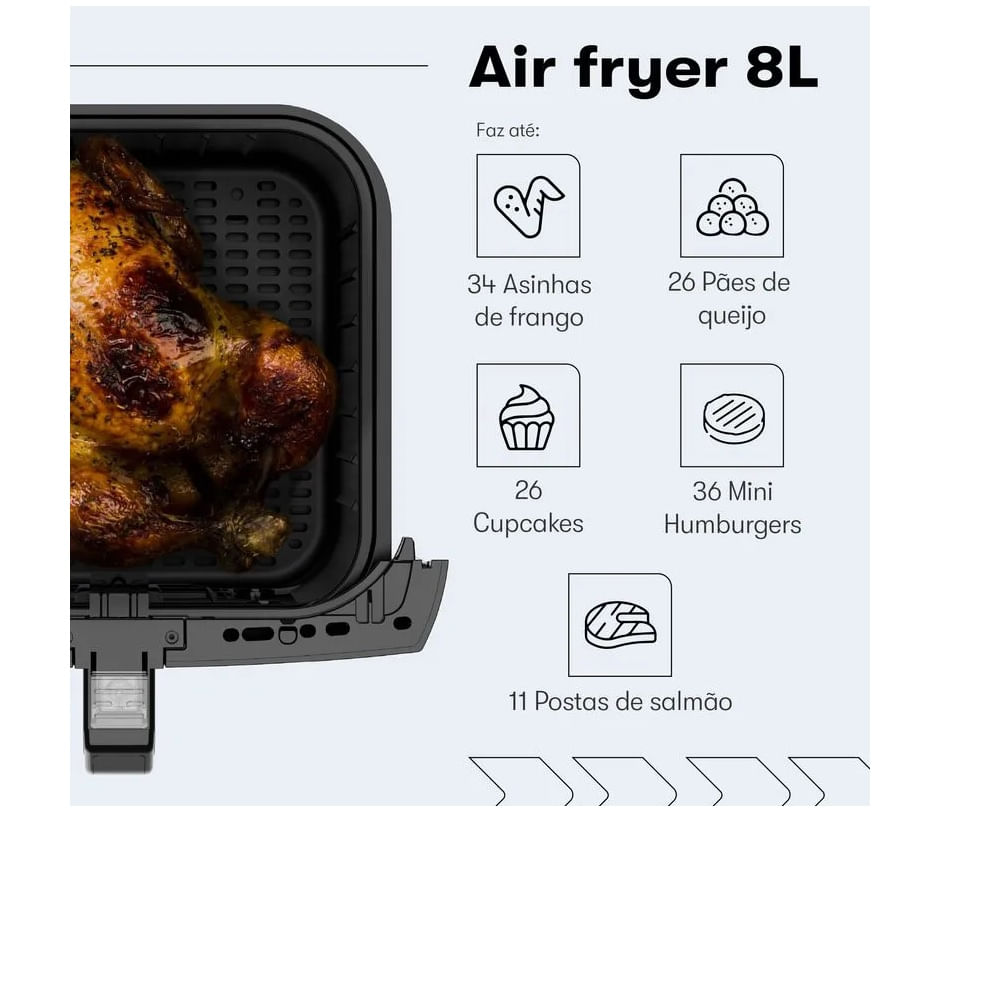 Fritadeira Air Fryer Itatiaia 8 Litros Preta AFITA1003 – 127 Volts - Image 7