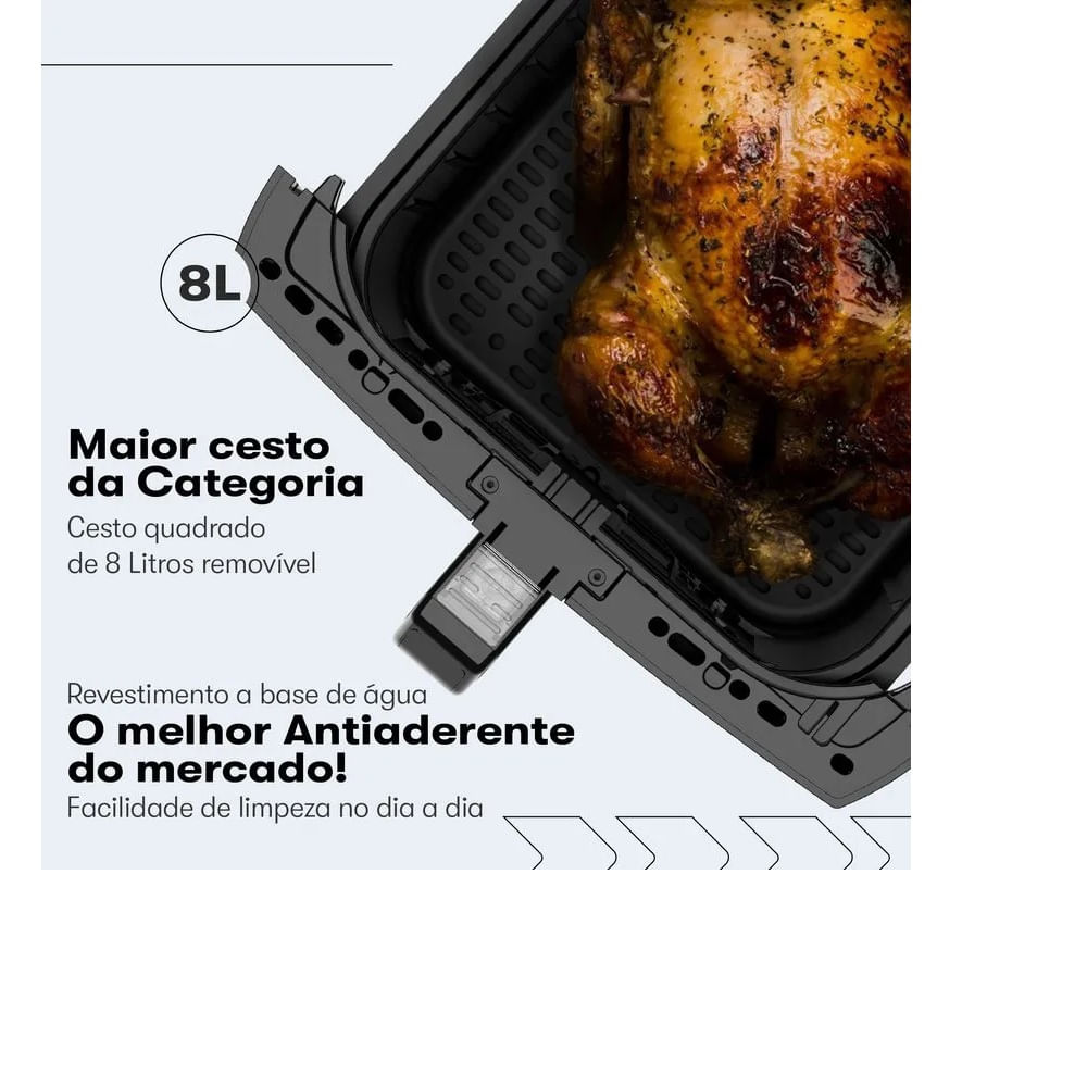 Fritadeira Air Fryer Itatiaia 8 Litros Preta AFITA1003 – 127 Volts - Image 8