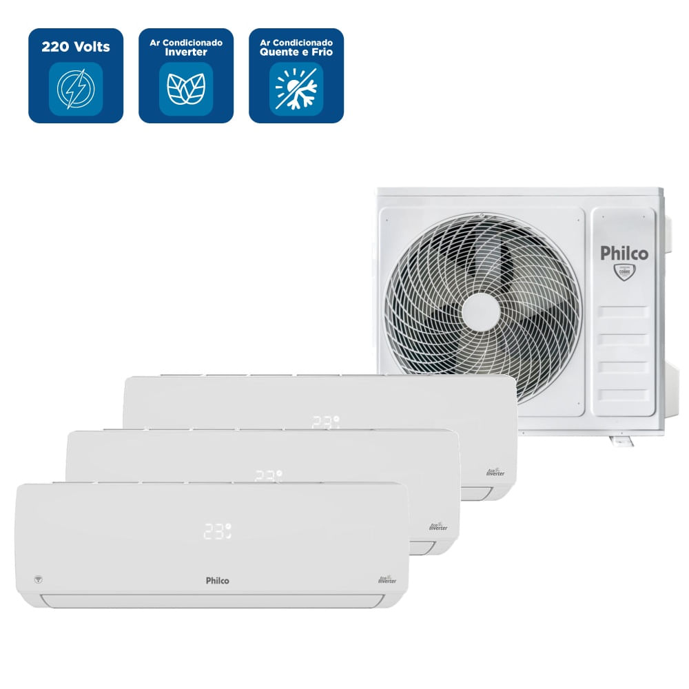 Ar Condicionado Tri Split Inverter Philco 2x9000 e 12000 BTU/h Quente e Frio PAC27QV - 220 Volts - Image 2