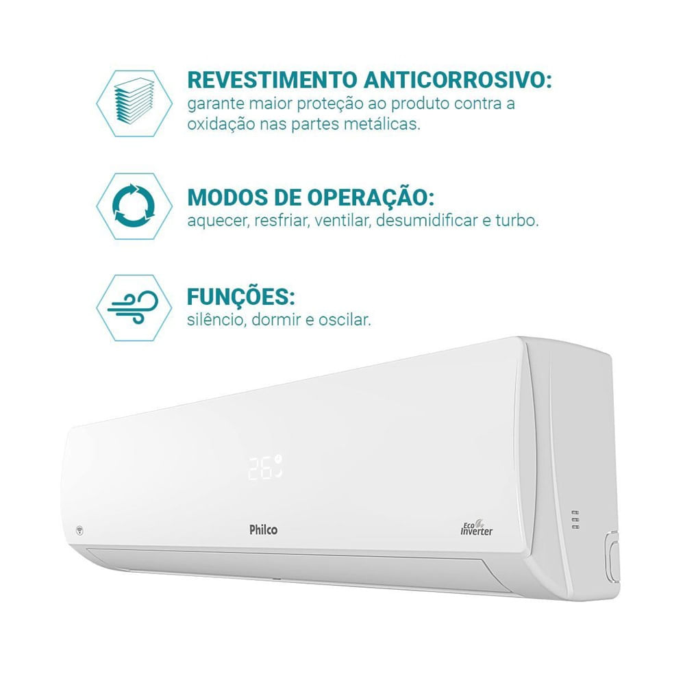 Ar Condicionado Tri Split Inverter Philco 2x9000 e 12000 BTU/h Quente e Frio PAC27QV - 220 Volts - Image 13