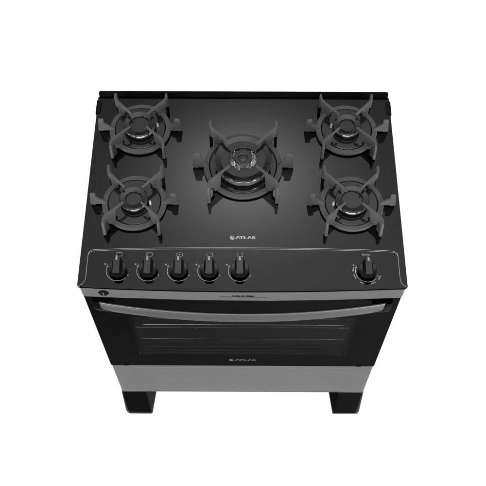 Fogão de Piso Atlas 5 Bocas Agile Up com Mesa de Vidro Inox – Bivolt - Image 2