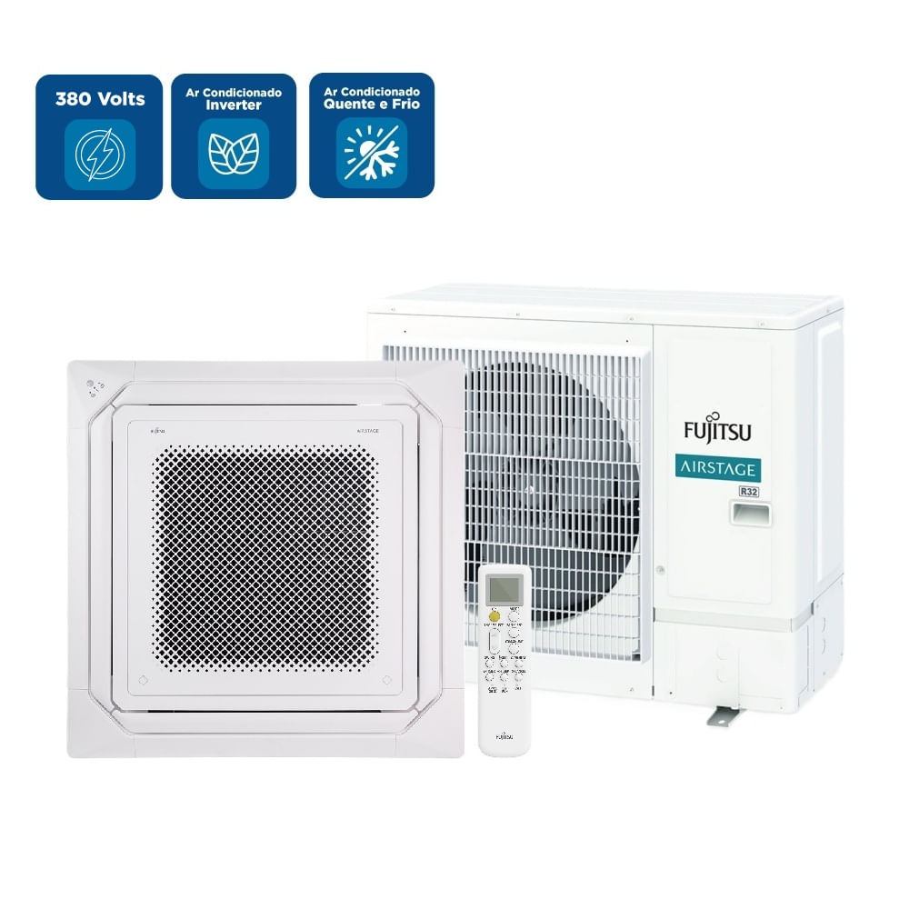 Ar Condicionado Split Cassete Inverter Fujitsu Airstage Premium 36000 BTU/h Quente e Frio Trifásico AUBH36KRLB - 380 Volts - Image 2