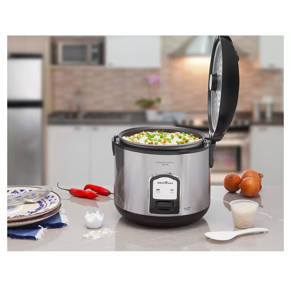 Panela de arroz Britânia Preta/Inox BPA10PI – 127 Volts - Image 6