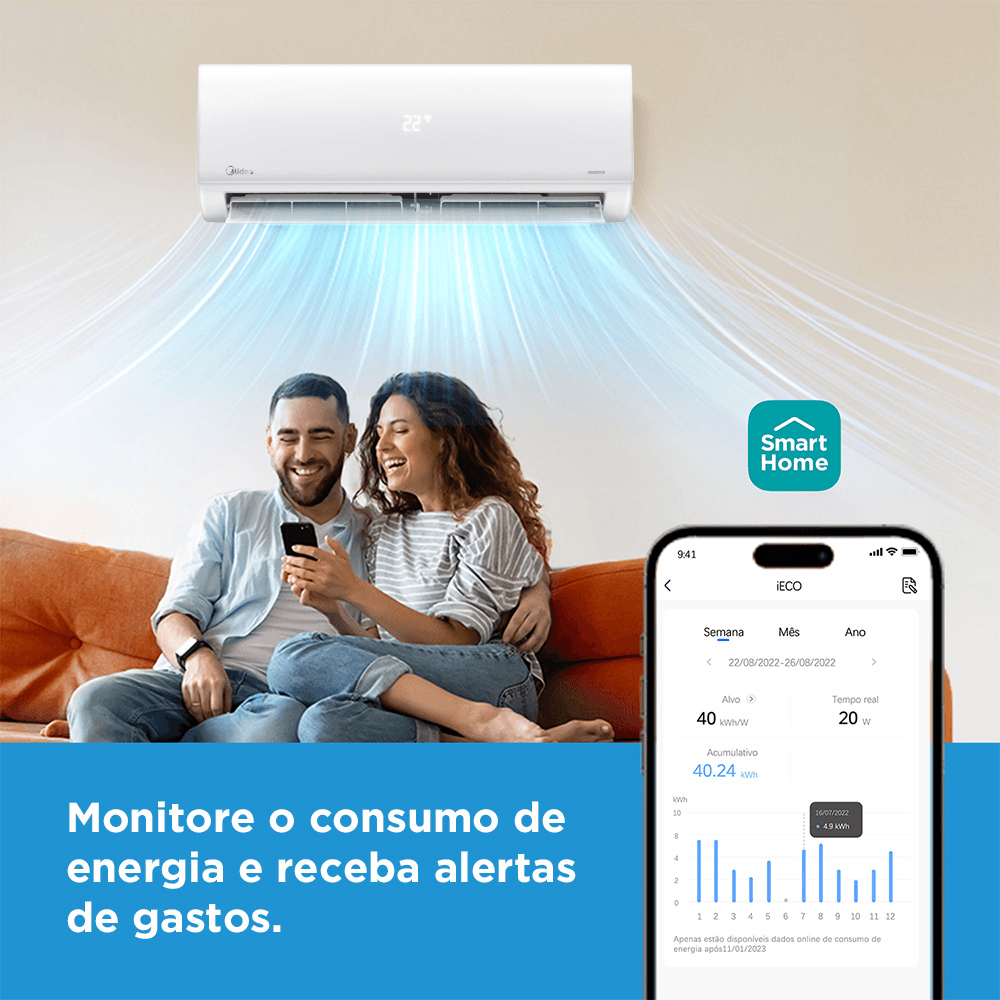 Ar Condicionado Split Hi Wall Inverter Midea Xtreme Save AI Connect 12000 BTU/h Frio 38AGVCJ12M5 – 220 Volts - Image 14