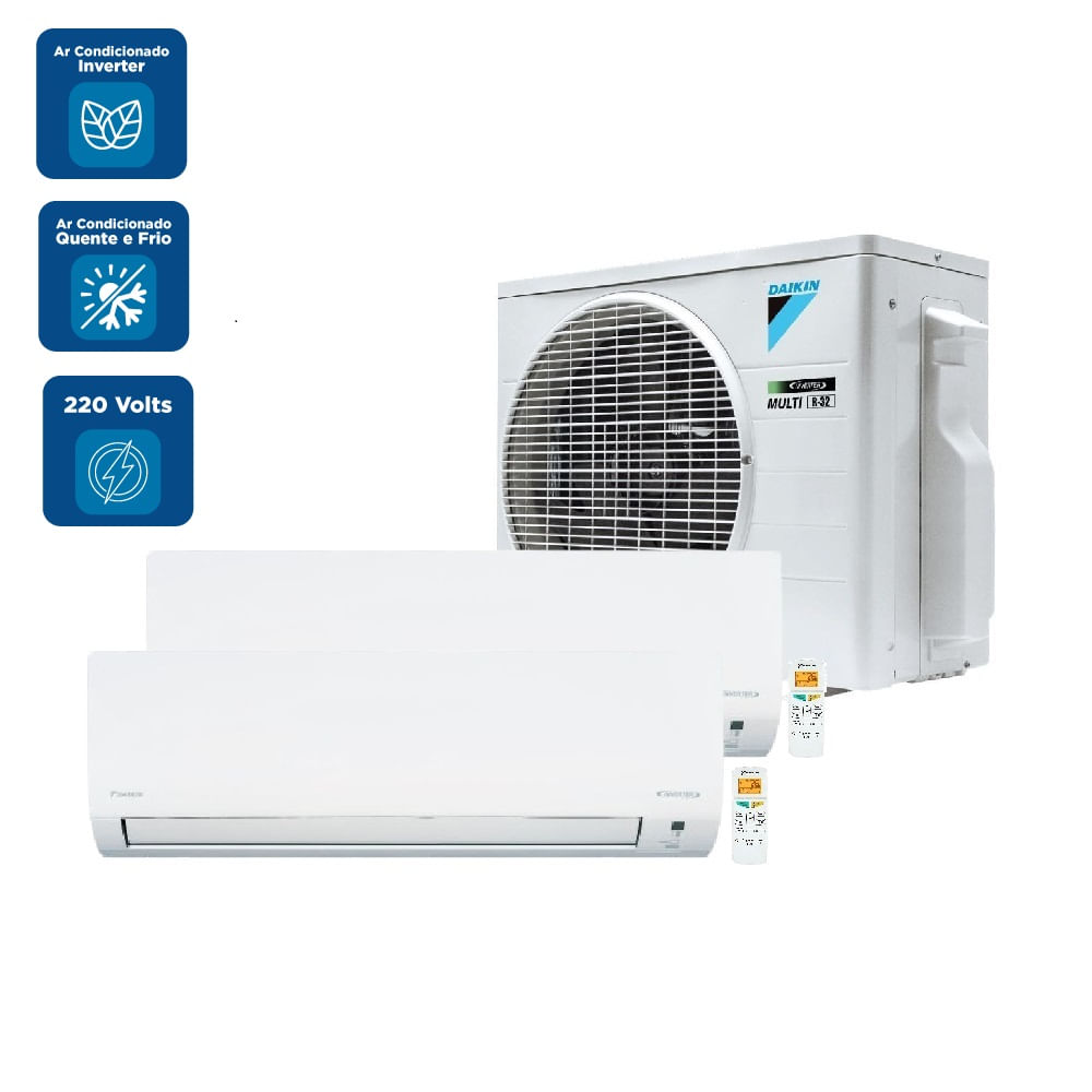 Ar Condicionado Bi Split Hi Wall Inverter Daikin Lite Smart 1x9000 + 1x12000 BTU/h Quente e Frio 2MXC18RMVM – 220 Volts - Image 2