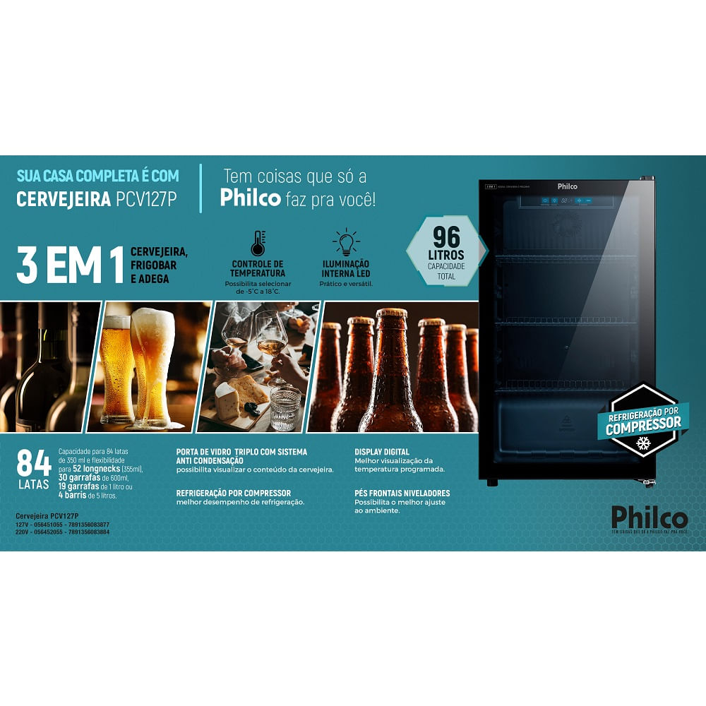 Cervejeira Philco 84 Latas Preta PCV127P – 127 Volts - Image 7